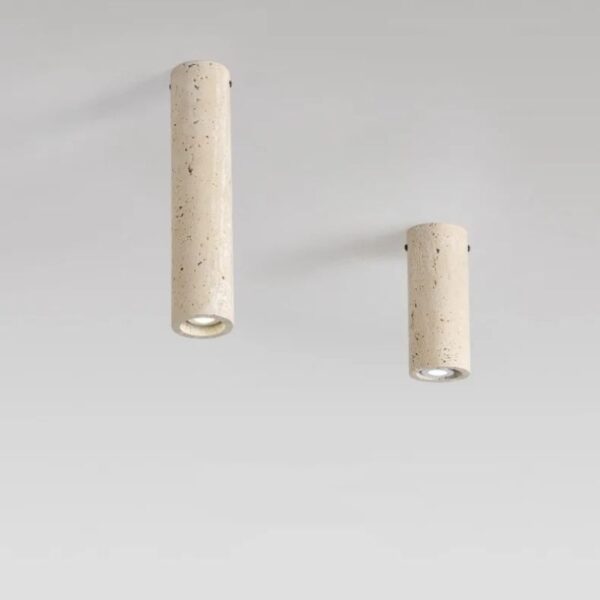Plafonnier LED cylindrique en travertin