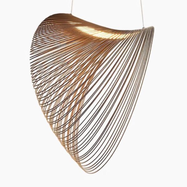 Suspension LED en bois en forme de coquille