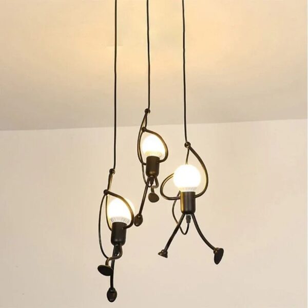 Suspension LED design petit homme en fer