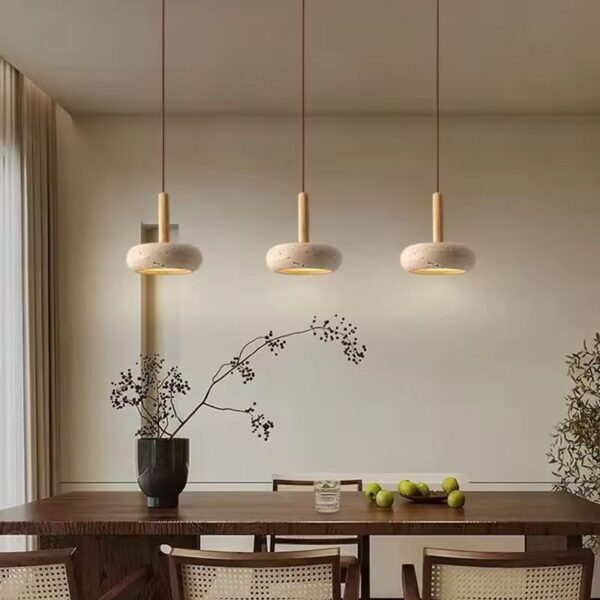 Suspension LED style japonais en pierre