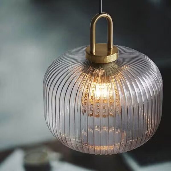 Suspension LED verre rayé design moderne