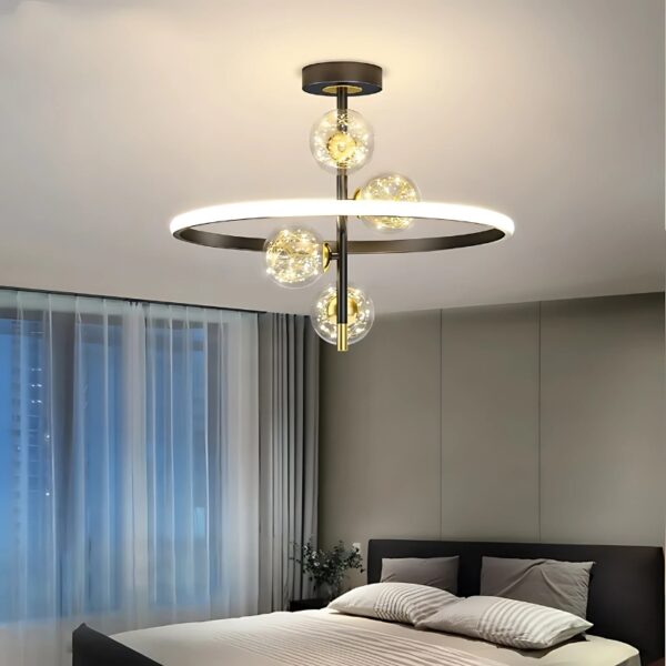 Plafonnier circulaire moderne à boules LED suspendues en verre