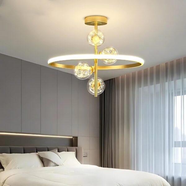 Plafonnier circulaire moderne à boules LED suspendues en verre