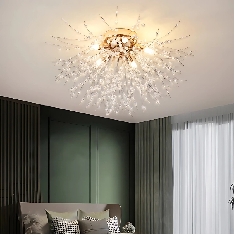 Plafonnier-lustre à branches en cristal au style moderne