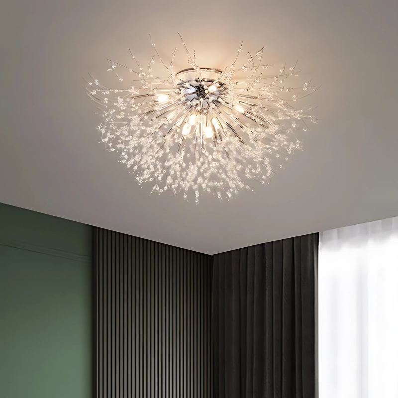 Plafonnier-lustre à branches en cristal au style moderne