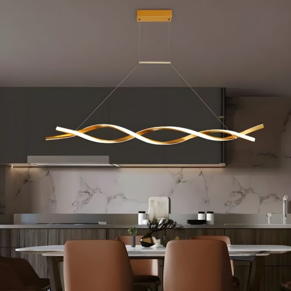 Plafonnier minimaliste au design ondulé et silhouette torsadée